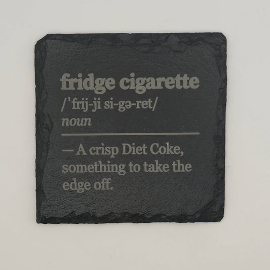 Diet Coke Coaster Set — Laser Engraved Slate