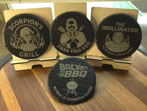 Pop Culture Slate Coaster Set